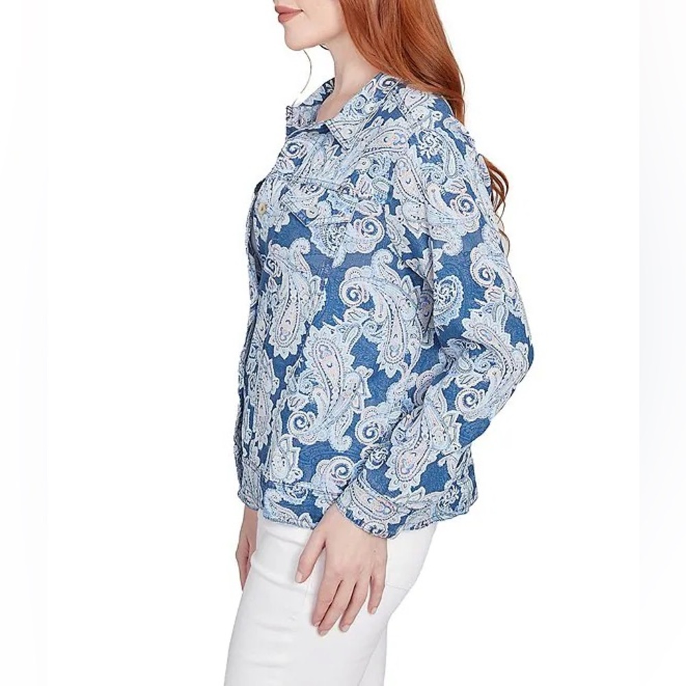 Ruby Road Soft Tencel™ Paisley Print Long Sleeve Button-Front Jacket - Small - Picture 4 of 10